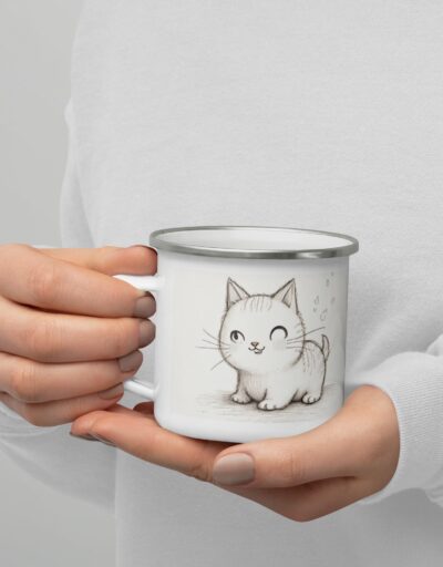 Artistic Mug with Pencil-Drawn Cat Design - Perfect Gift for Cat and Art Lovers