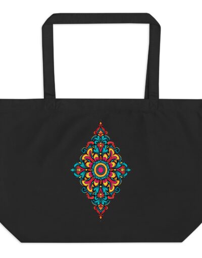 Large organic cotton tote bag with dual straps"